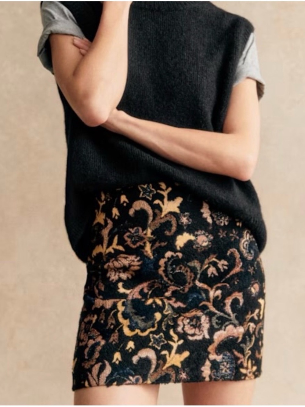 NWT Sézane Malia Skirt in Midnight Blue Jacquard Size 4/36